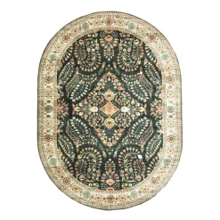 Vintage Gartenteppich Oval - Santo Flora Dunkelgrün