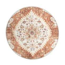 Vintage Gartenteppich Rund - Santo Mandala Terrakotta