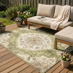 Vintage Gartenteppich - Santo Mandala Grün