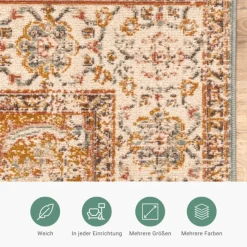 Vintage Teppich - Thirza Medaillon Hellblau Bunt