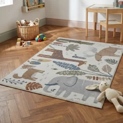 Waschbarer Kinderteppich - Mace Animals Creme