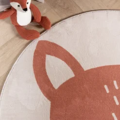 Waschbarer Spielteppich Rund - Sammy Fox Orange