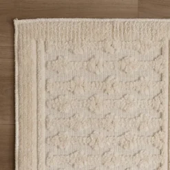 Waschbarer Teppich - Dunya Geo Weiß