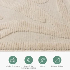 Waschbarer Teppich - Dunya Zebra Weiß