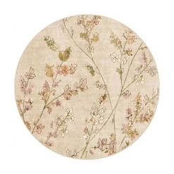 Waschbarer Teppich Rund - Misty Floral Creme