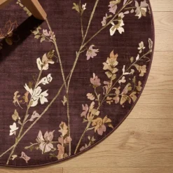 Waschbarer Teppich Rund - Misty Floral Braun