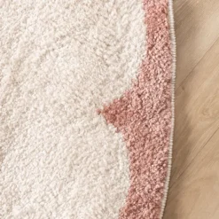 Waschbarer Teppich Rund - Myrre Rosa Weiß