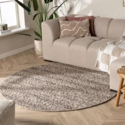 Wollteppich Rund - Feline Braun Meliert