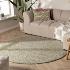 Wollteppich Rund - Feline Olivgrün Meliert