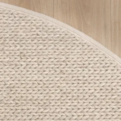 Wollteppich Rund - Twist Beige