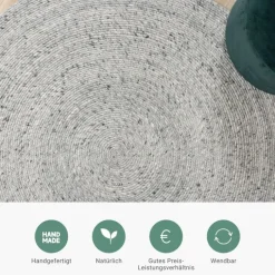 Wollteppich Rund - Wise Grau Weiß 609