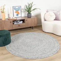 Wollteppich Rund - Wise Grau Weiß 609